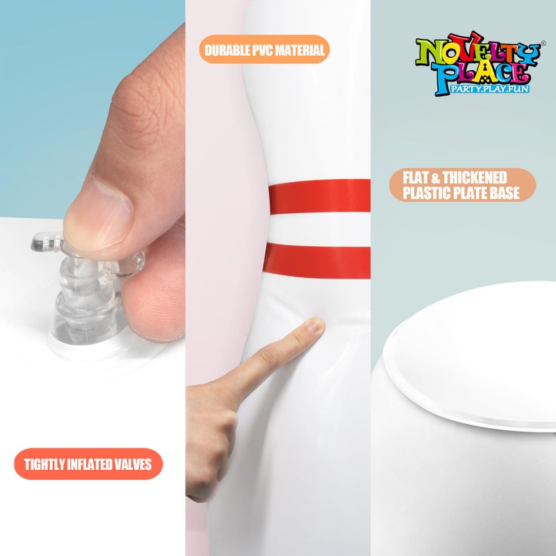 Novelty Place Inflatable Giant Bowling Game for Family - 14" Ball & 6 Oversized 22" Pins, Blow Up Yard Game Set for Backyard Camping Beach Indoor Playroom, Portable Easy Setup Party Activity - Image 5